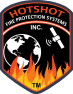 Hotshot fire protection logo with earth and flames.