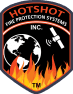 Hotshot fire protection logo with earth and flames.