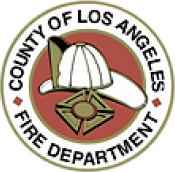 A fire department seal with the words county of los angeles on it.