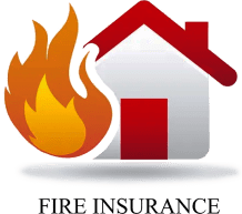 A fire insurance sign with a house and flames